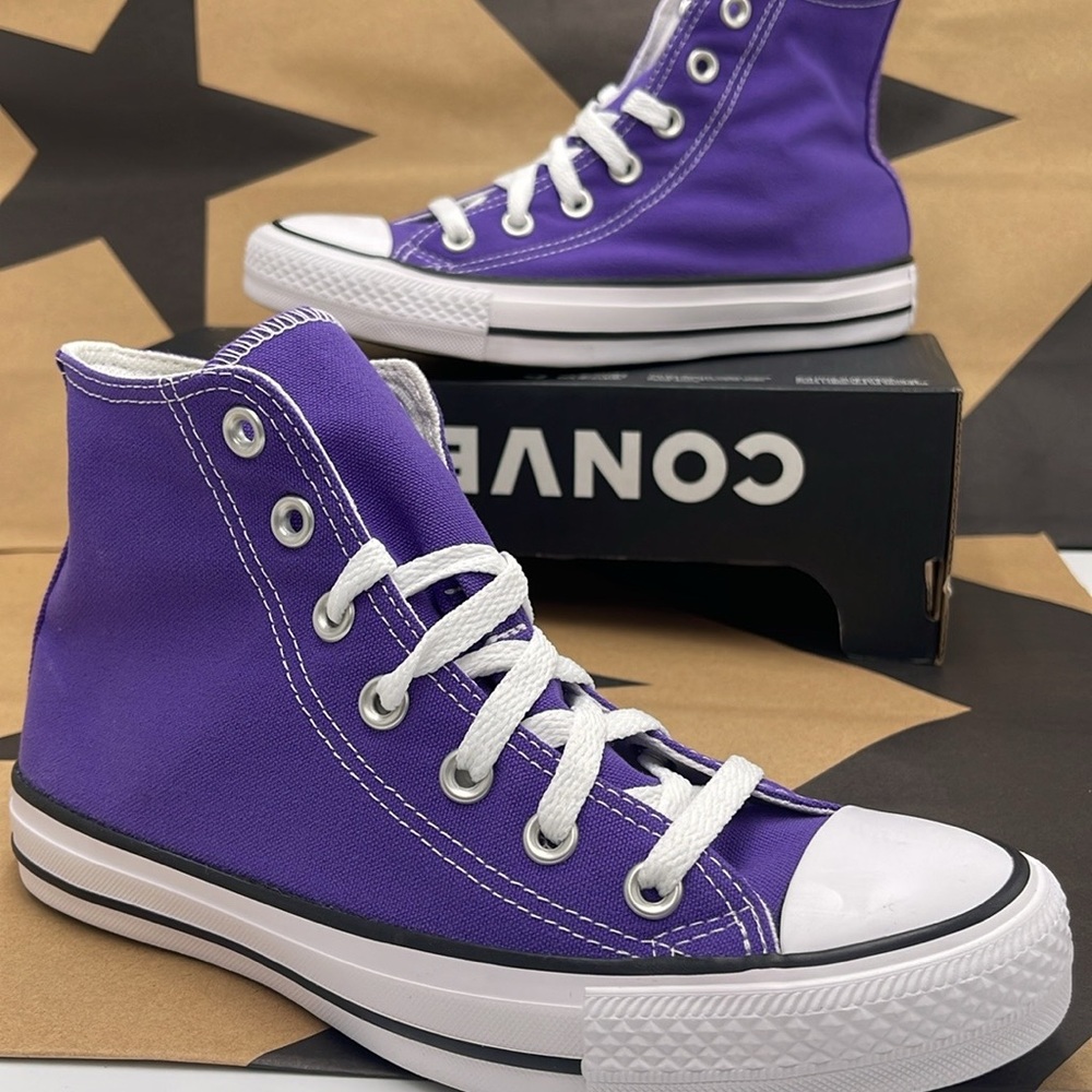 Converse WMNS All Star Purple Canvas Sneakers Hi Top Sneakers 137833F - Picture 14 of 16